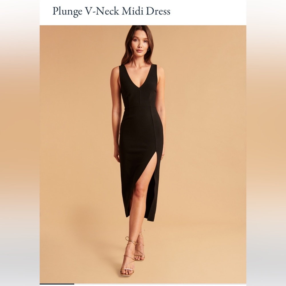 Abercrombie & Fitch Black Midi Formal Dress